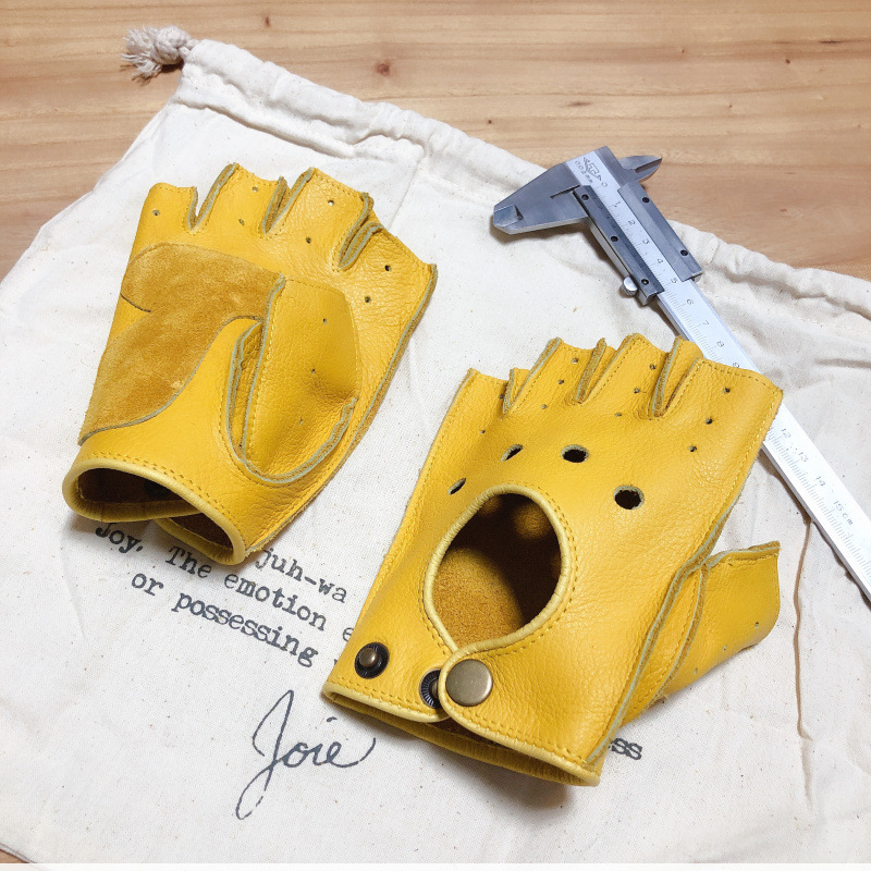 Driving Gloves Leather - Guantes de cuero retro de media