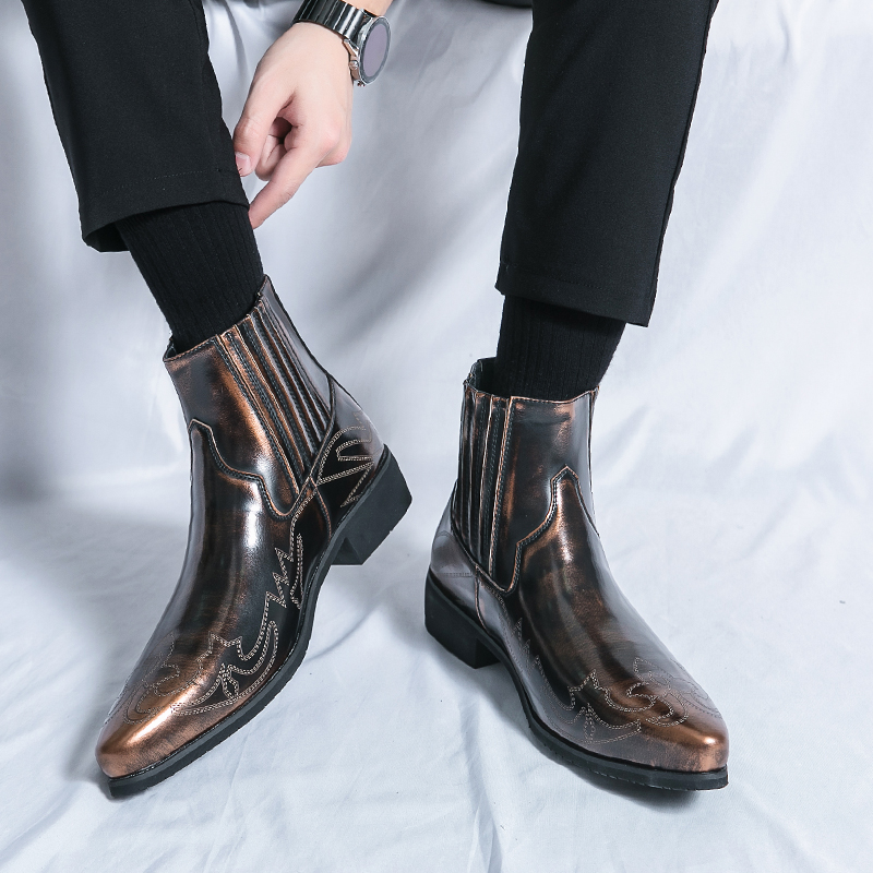 Men Fashion Hair Style - Botas Chelsea puntiagudas de caña alta