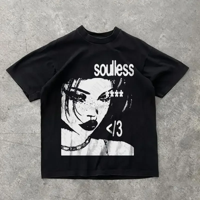 Men'S Fashion Aesthetics - Camiseta de Algodón con Estampado Gráfico