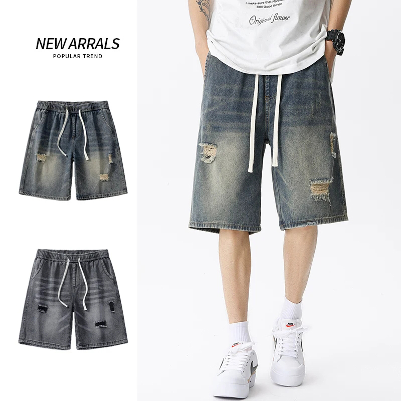Men Fashion Jeans - Pantalones cortos vaqueros finos de verano