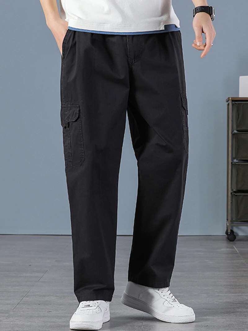 Cargo Jogger Pants - Joggers negros rectos de algodón 100%