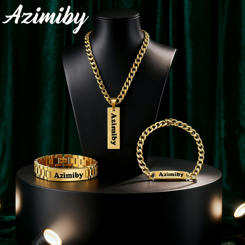 Men'S Fashion Jewelry Bracelets - Azimiby Nombre personalizable Estilo punk clásico