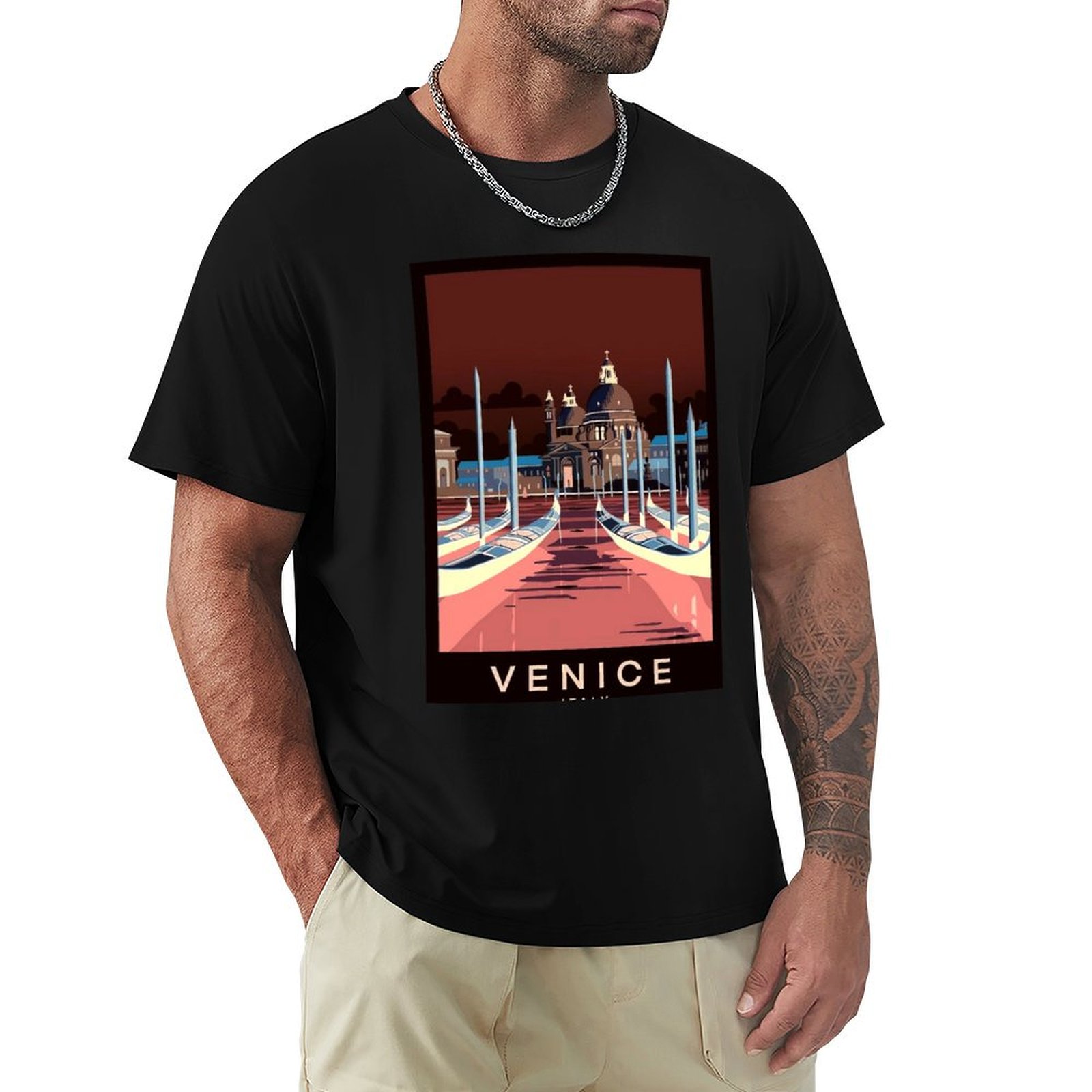 Men'S Fashion Venice Italy - Venecia, Italia: Camiseta con Estampado Publicitario