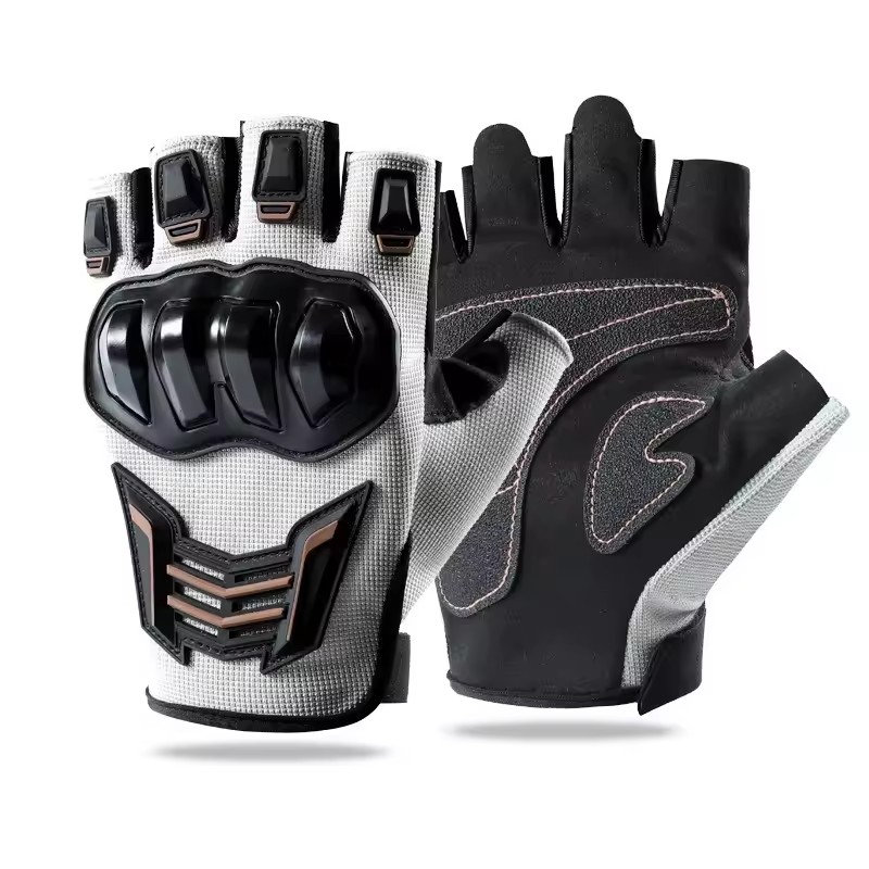 Driving Gloves Leather - Guantes transpirables para motocicleta, medio dedo,