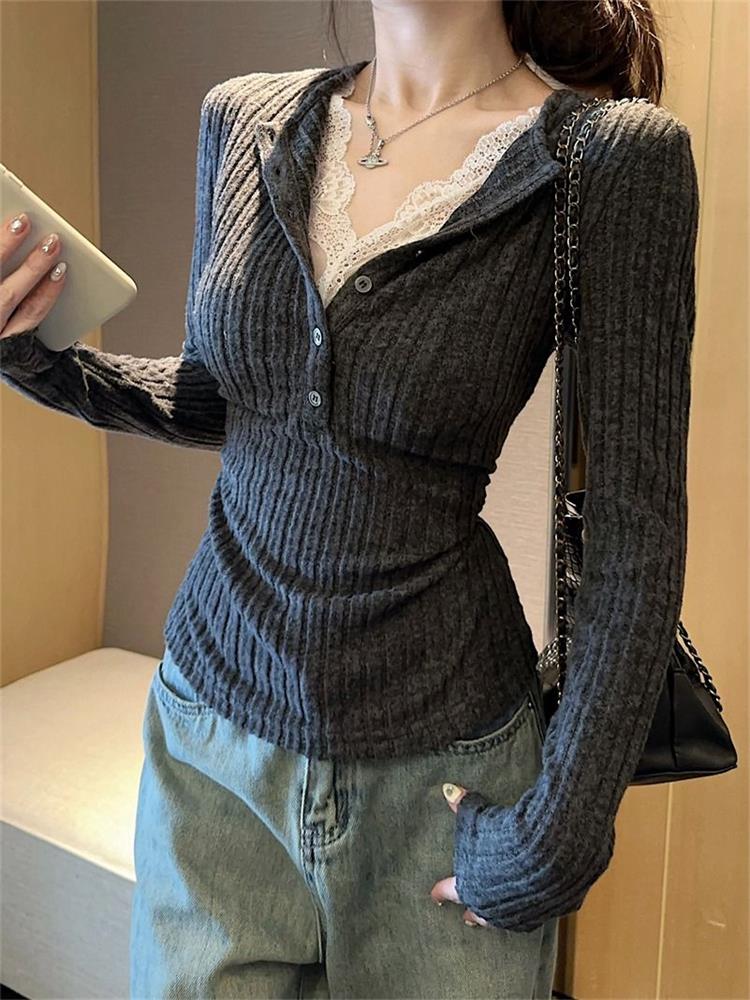 Men'S Fashion Aesthetics - Camiseta de manga larga con retazos
