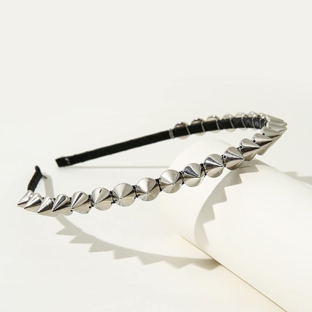 Men Fashion Hair Style - Diadema de Metal con Remaches Plateados,