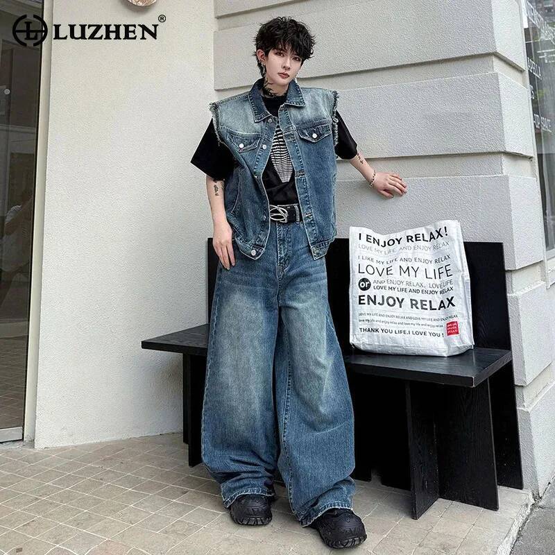 Men Fashion Jeans - LUZHEN 2026 Conjuntos de Dos Piezas