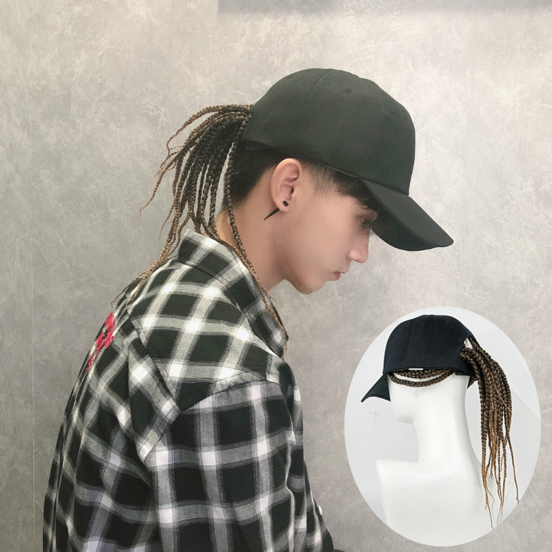 Men Fashion Hair Style - Peluca sintética de cabello rizado con