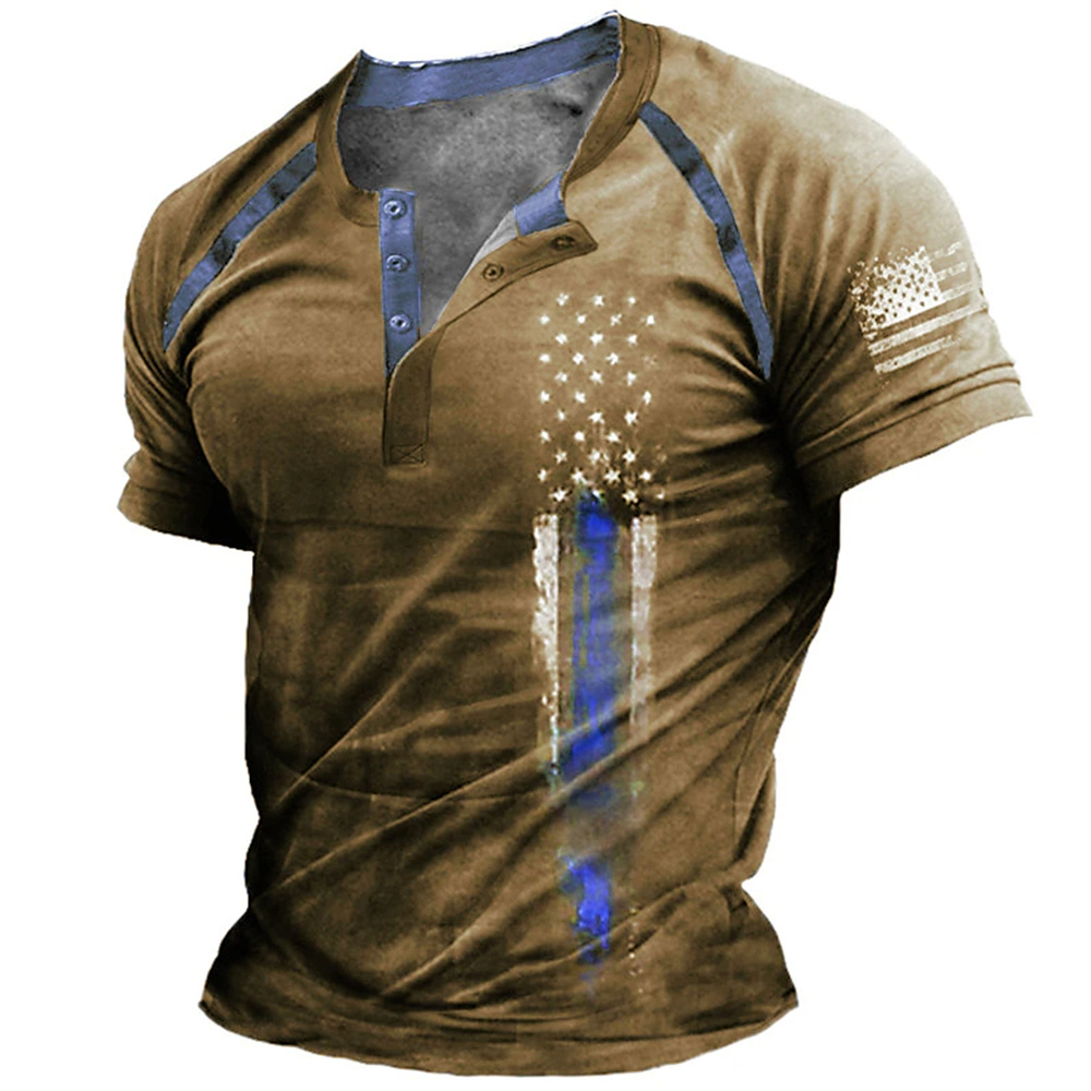 Men Fashion Vintage - Camiseta Divertida con Estampado de Bandera