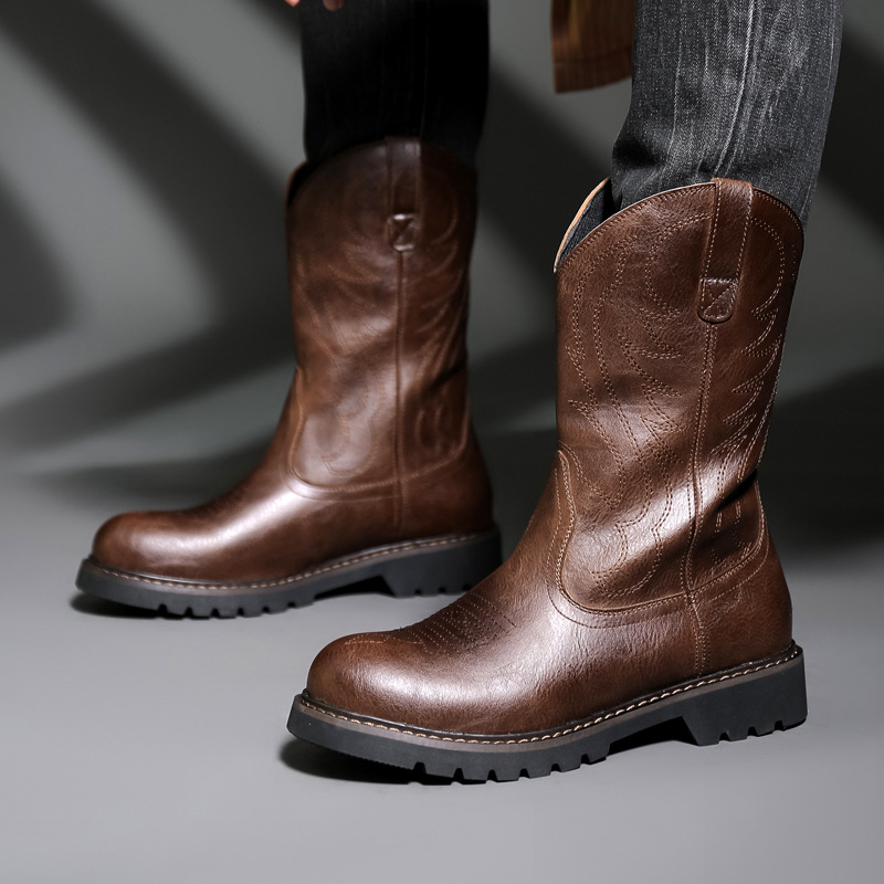 Men Fashion Vintage - Botas De vaquero a la moda