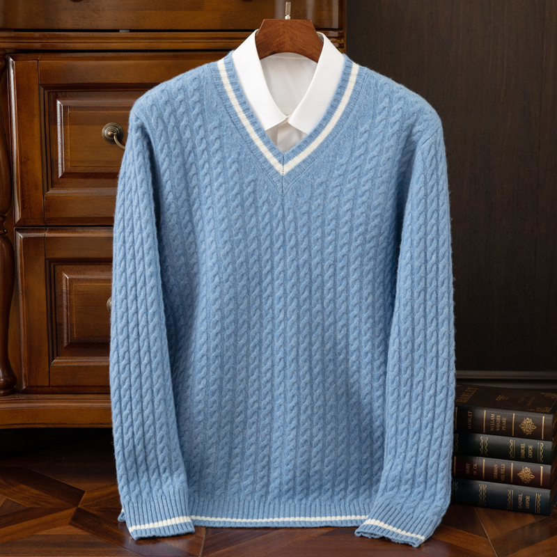 Mens Fashion Jumpers - Suéter de cachemira 100% pura para