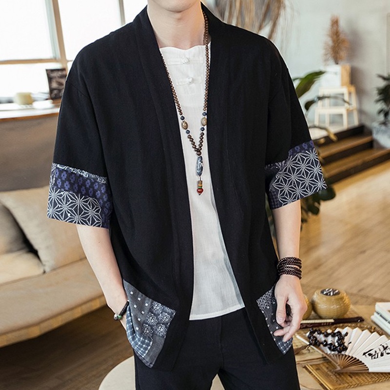 Mens Fashion Jumpers - Kimono japonés para hombre, cárdigan, ropa