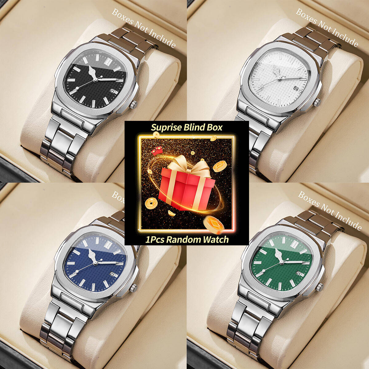 Fashion Mens Watches - Reloj misterioso sorpresa, caja ciega, relojes