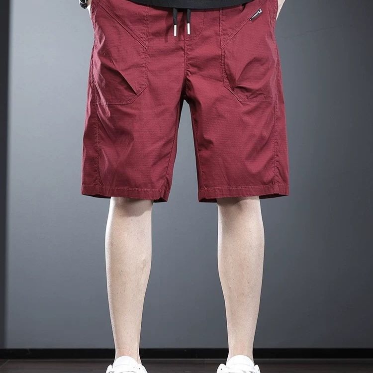 Men'S Fashion For Hot Weather - Pantalones Cortos Rojos Brillantes, Delgados, para