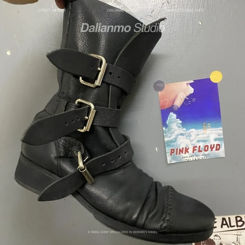 Botas de moto de cuero genuino - Men Fashion Vintage reseña y precio