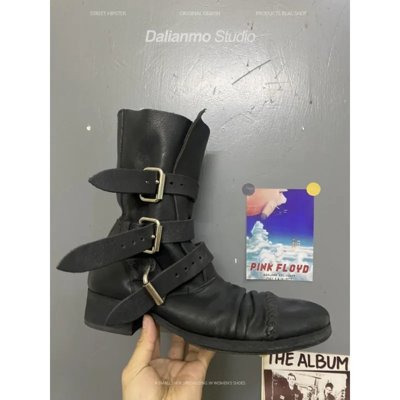 Botas de moto de cuero genuino - Men Fashion Vintage reseña y precio
