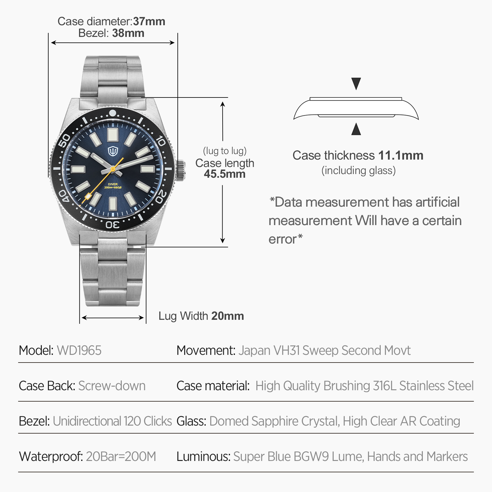 Reloj Watchdives WD1965 V2 par - Mens Fashion Bracelet reseña y precio
