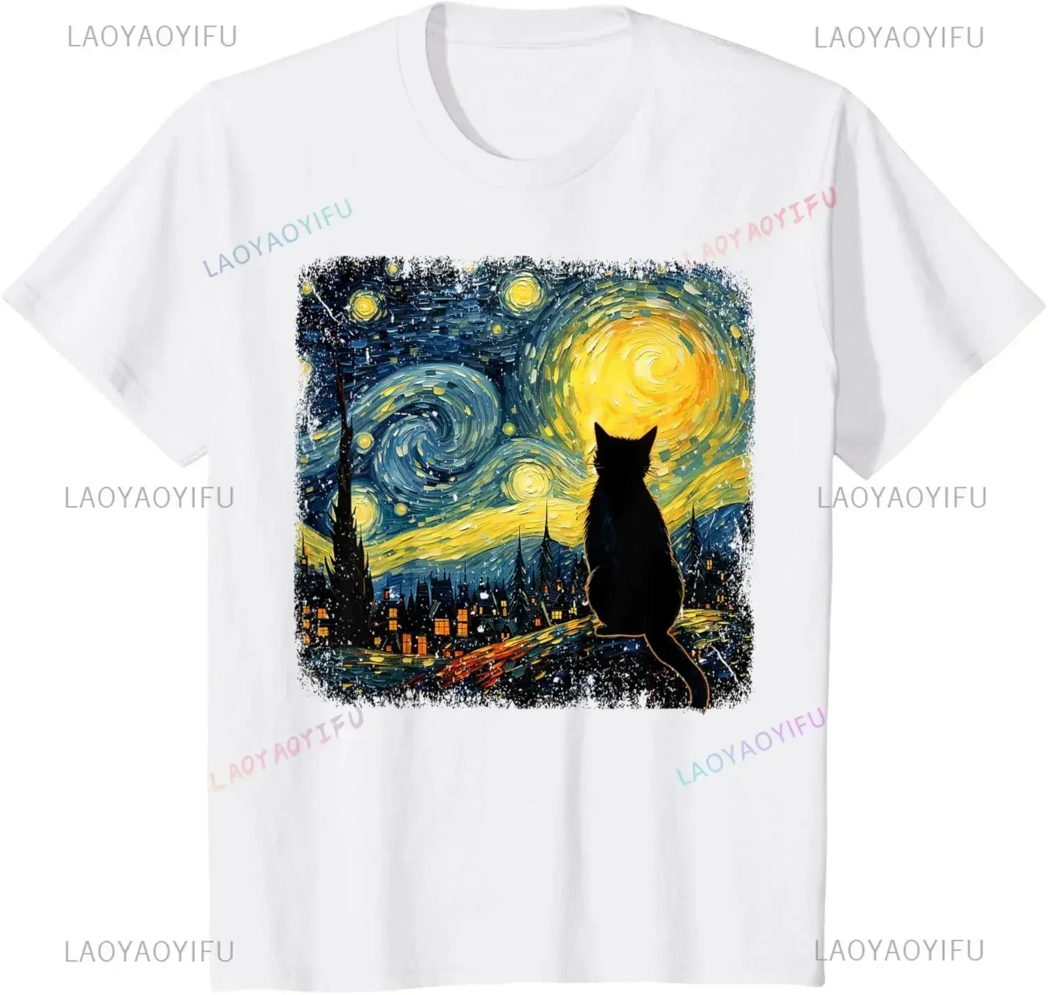 Camiseta de gato de noche estr - Men'S Fashion Aesthetics reseña y precio